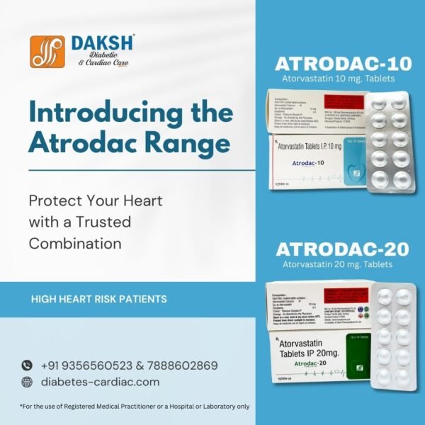 ATRODAC-10 Atorvastatin 10 mg tablets in ALU-ALU blister pack for cholesterol management,